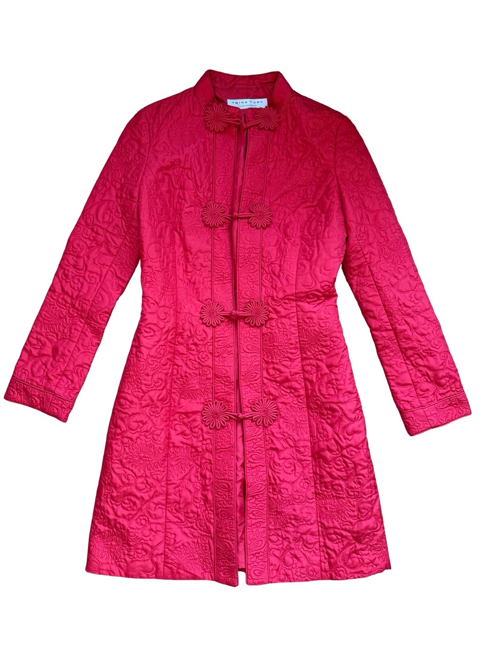 TRINA TURK QUILTED RED ASIAN STYLE JACKET